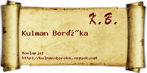 Kulman Boróka névjegykártya